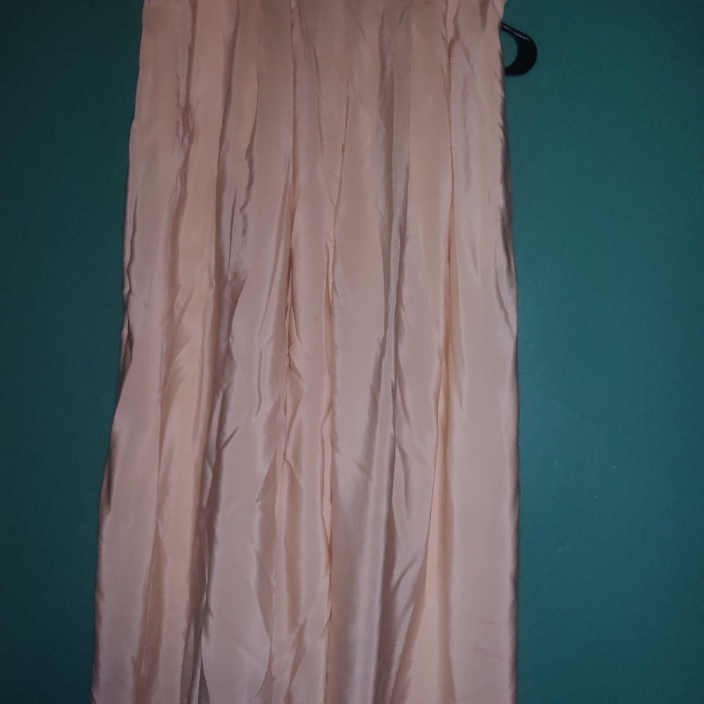 VTG pale yellow silk midi skirt
